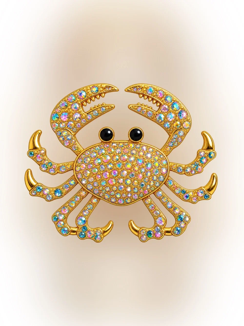 Gold silver  Crystal Crab Brooch Pin